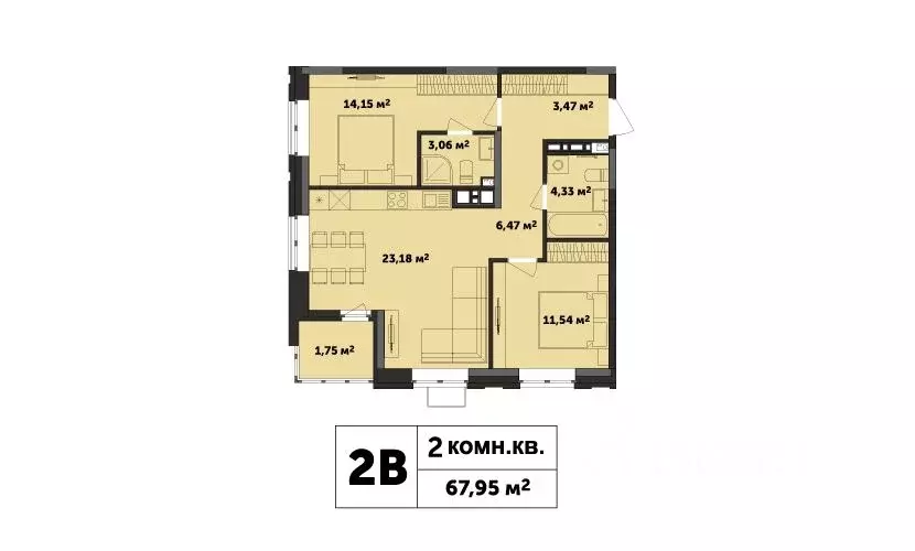 2-к кв. Удмуртия, Ижевск ул. Академика Павлова (67.95 м) - Фото 0
