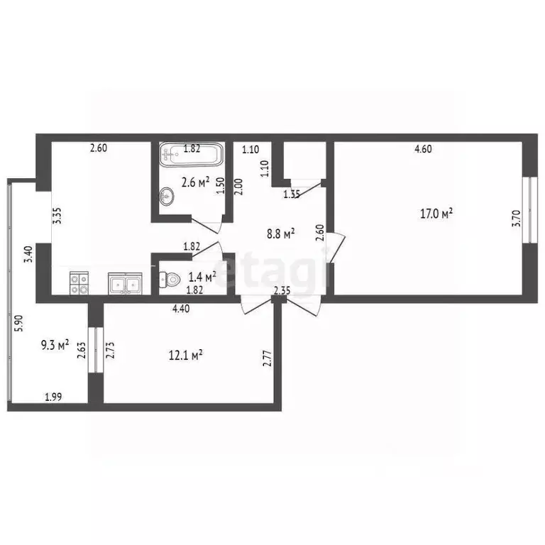 2-к кв. Краснодарский край, Анапа ул. Ленина, 193 (61.2 м) - Фото 2