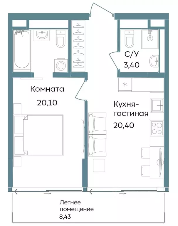 2-к кв. Крым, Саки  (52.33 м) - Фото 1