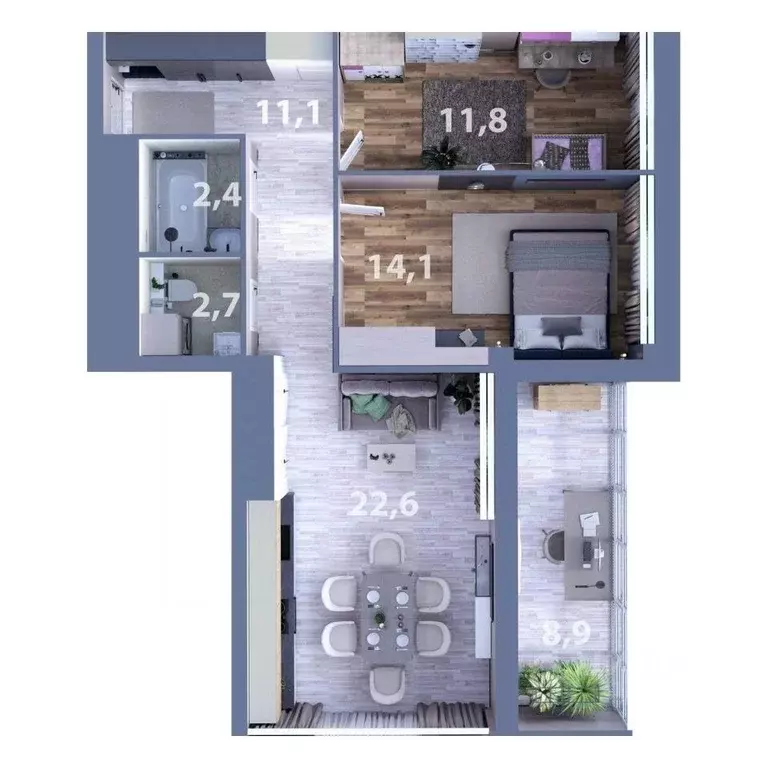 3-к кв. Татарстан, Набережные Челны ул. Раскольникова, 22 (68.19 м) - Фото 1