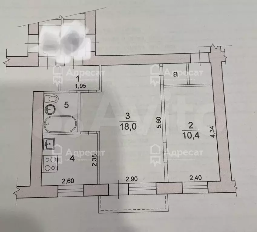 2-к. квартира, 41,3 м, 5/5 эт. - Фото 0