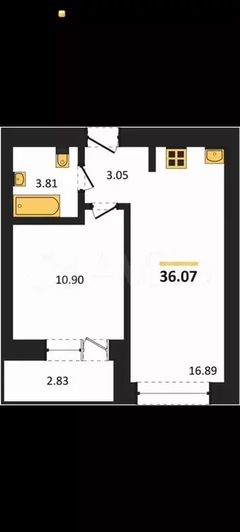 1-к. квартира, 37,5 м, 2/9 эт. - Фото 1