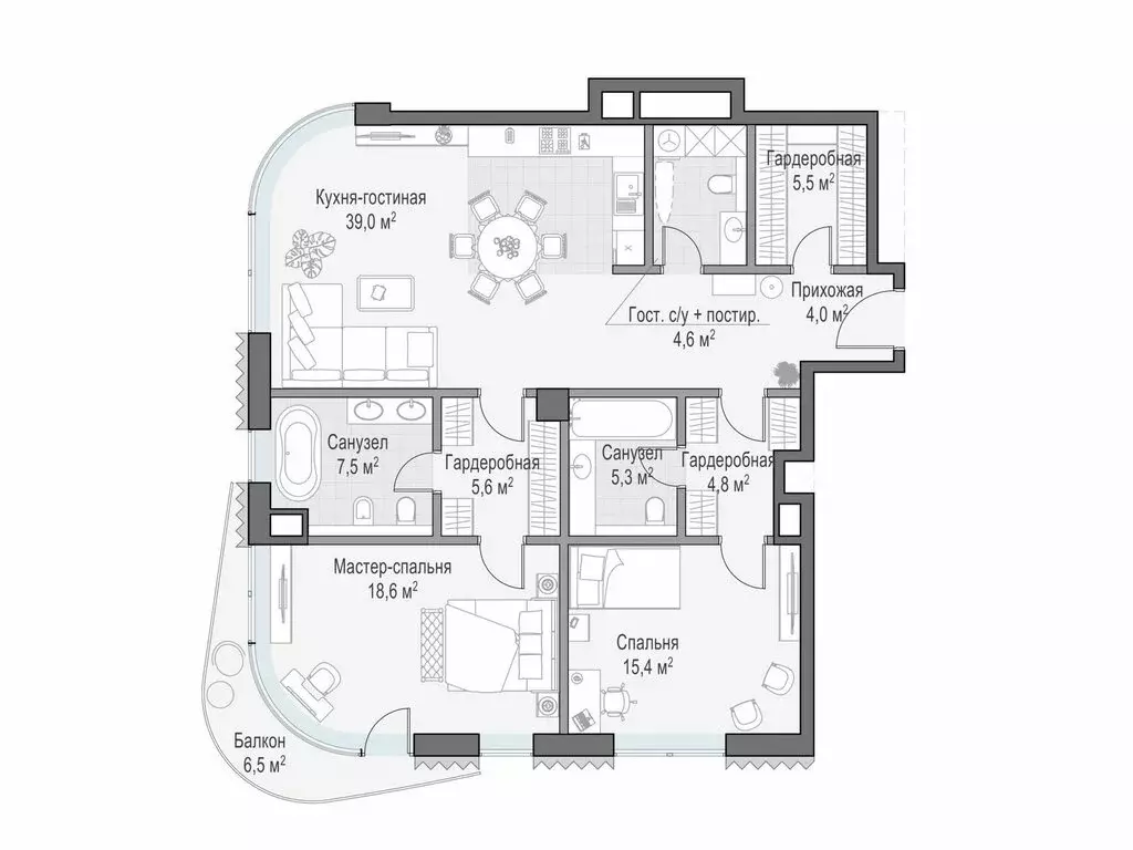 2-комнатная квартира: Москва, Большой Толмачёвский переулок, 5с1 (117 ... - Фото 1