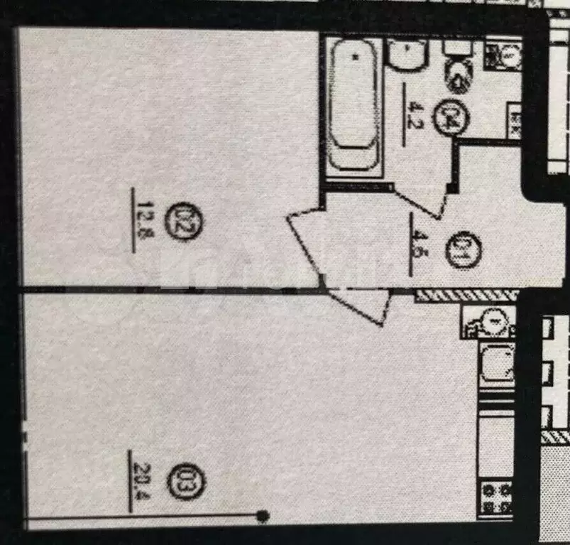 1-к. квартира, 42,1 м, 4/14 эт. - Фото 0