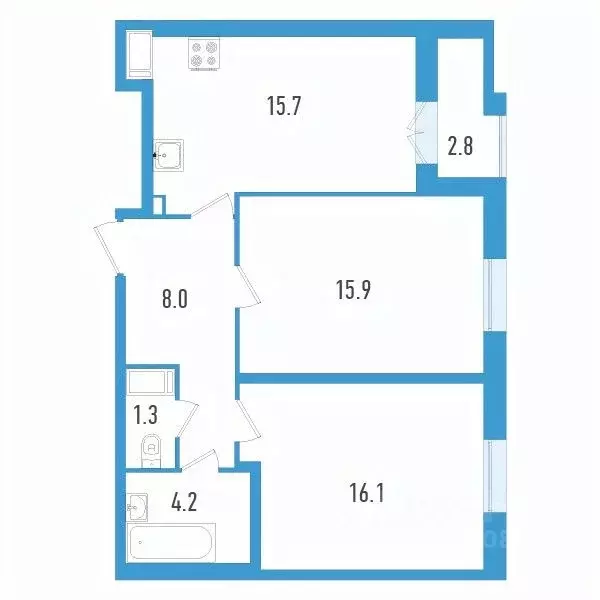 2-к кв. Санкт-Петербург ул. Типанова, 22 (62.6 м) - Фото 0