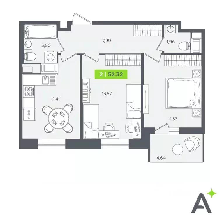 2-к кв. Ленинградская область, Кудрово г. Всеволожский район, ... - Фото 1