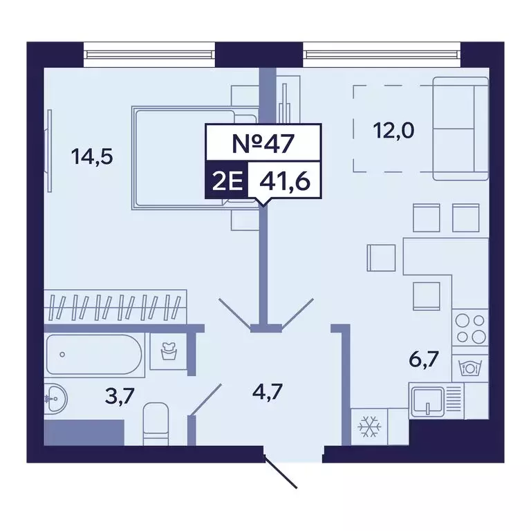 2-комнатная квартира: Якутск, Новопортовская улица, 1А/1 (41.6 м) - Фото 1