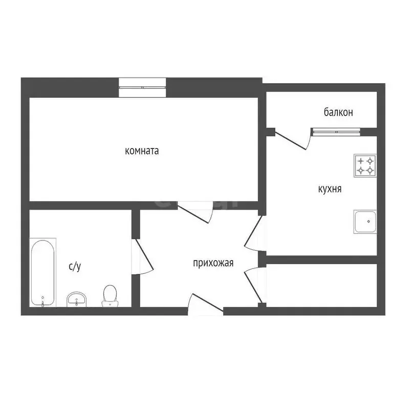 1-комнатная квартира: Курган, улица Кравченко, 56 (36.1 м) - Фото 1