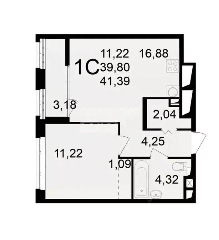 2-к кв. Рязанская область, Рязань ул. Чкалова, 23к1 (39.8 м) - Фото 2