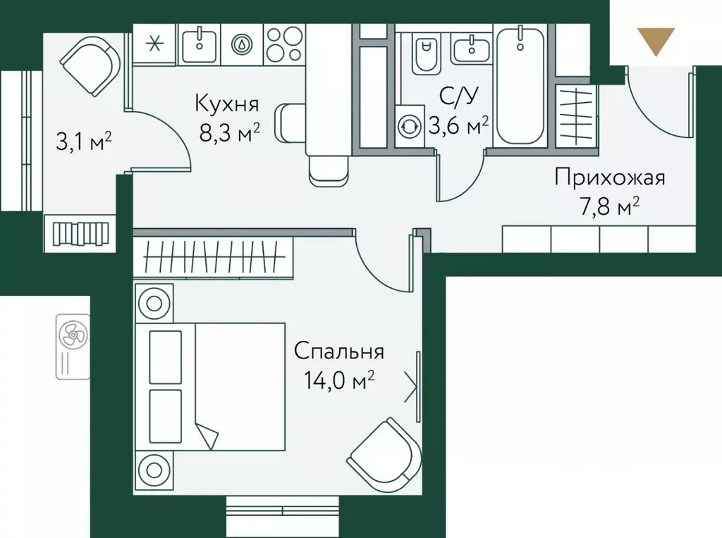 1-к кв. Волгоградская область, Волгоград Новосибирская ул., 74 (36.8 ... - Фото 0