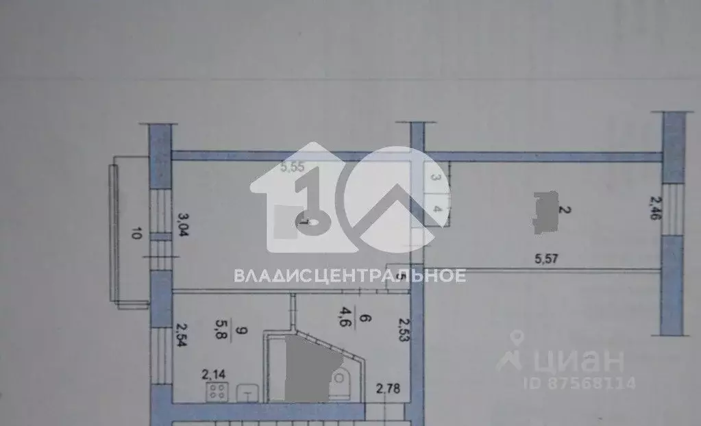 2-к кв. Новосибирская область, Новосибирск ул. Невельского, 1 (44.0 м) - Фото 1