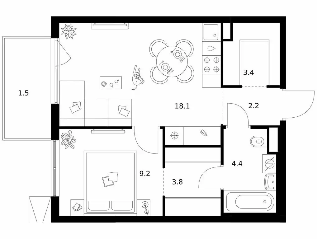 1-комнатная квартира: Москва, жилой комплекс Кавказский Бульвар 51, ... - Фото 1