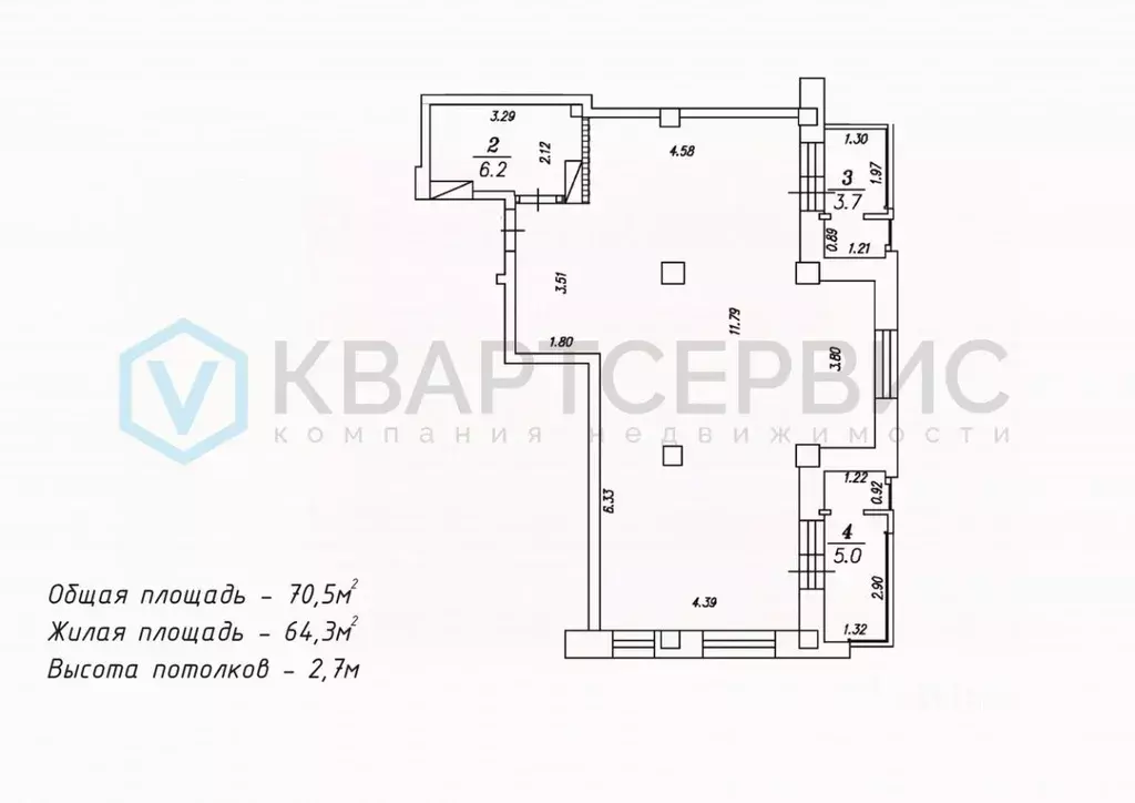 2-к кв. Омская область, Омск просп. Королева, 7 (69.8 м) - Фото 2
