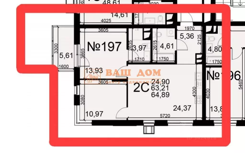3-к кв. Тульская область, Тула Хлебная пл., 8 (64.89 м) - Фото 2