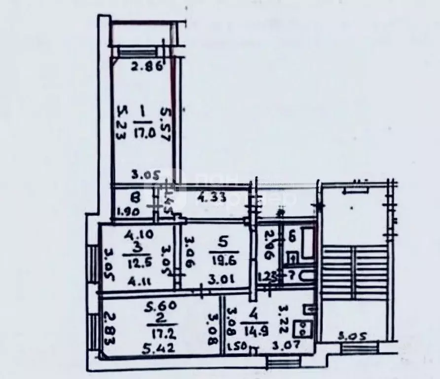 3-к кв. Санкт-Петербург Товарищеский просп., 10К1 (88.6 м) - Фото 2