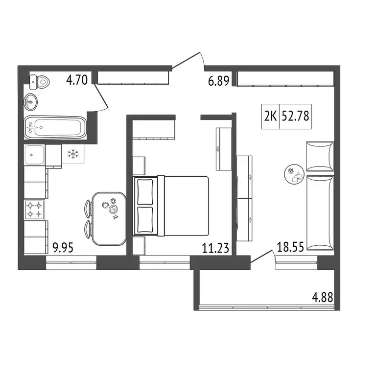 Продаётся 2-к квартира, 52.81 м - Фото 0