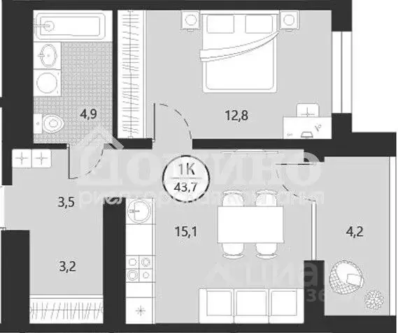 1-к кв. Тюменская область, Тюмень ул. Разведчика Кузнецова, 16 (38.5 ... - Фото 2