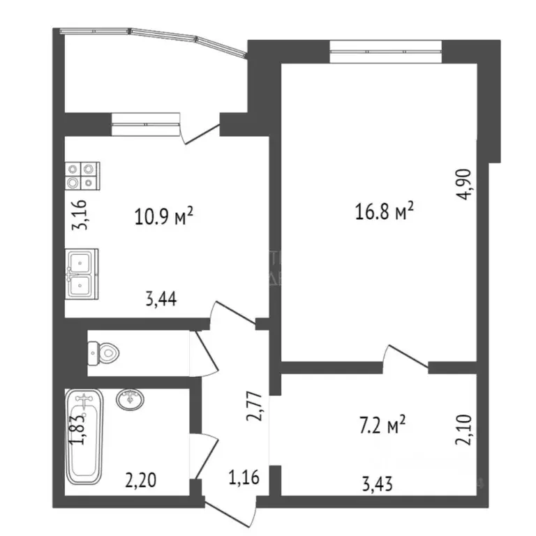 1-к кв. Тюменская область, Тюмень Широтная ул., 183 (44.0 м) - Фото 2