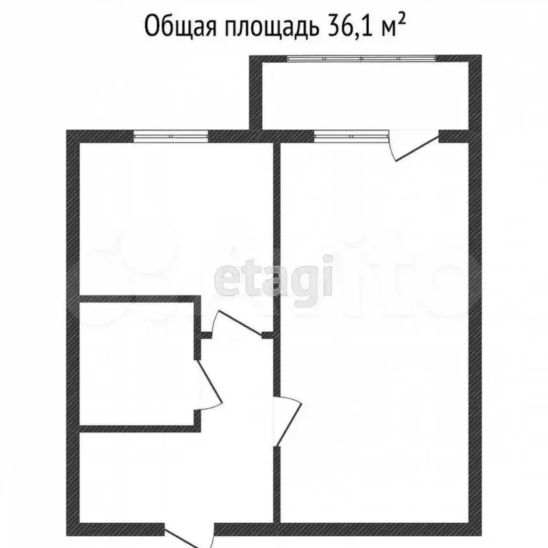 1-к. квартира, 36,1 м, 3/3 эт. - Фото 0