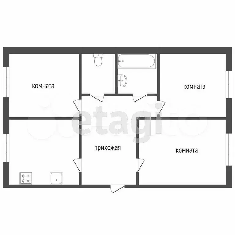 3-к. квартира, 65,8 м, 1/5 эт. - Фото 0