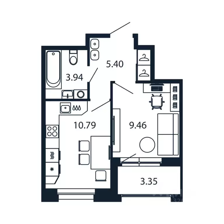 1-к кв. Ленинградская область, Ломоносовский район, Аннинское ... - Фото 1