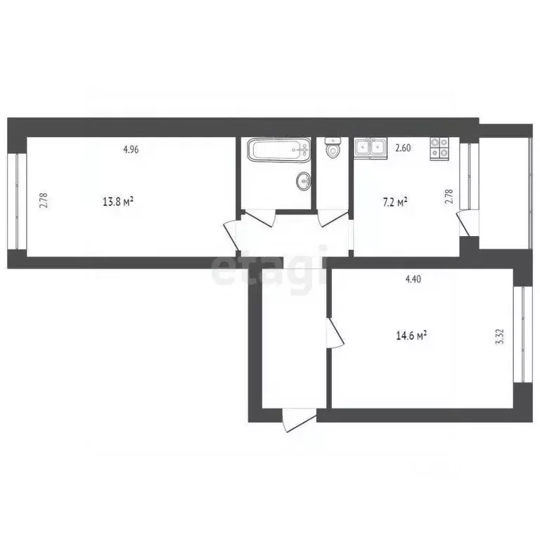 2-к кв. Вологодская область, Вологда Молочное пгт, Парковая ул., 6А ... - Фото 1