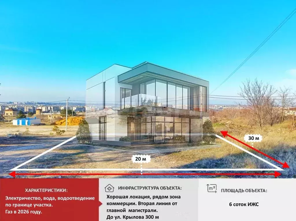 Участок в Крым, Симферополь ул. Дмитрия Быстролетова (6.0 сот.) - Фото 1