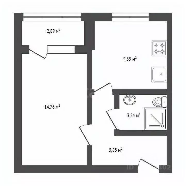 1-к кв. Башкортостан, Уфа Цветы Башкирии кп,  (33.3 м) - Фото 1