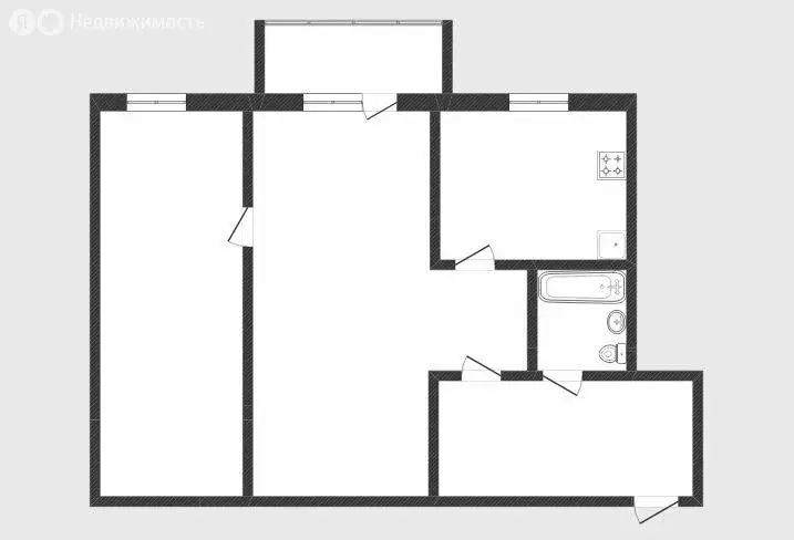 2-комнатная квартира: Тюмень, улица Республики, 182 (46.9 м) - Фото 1