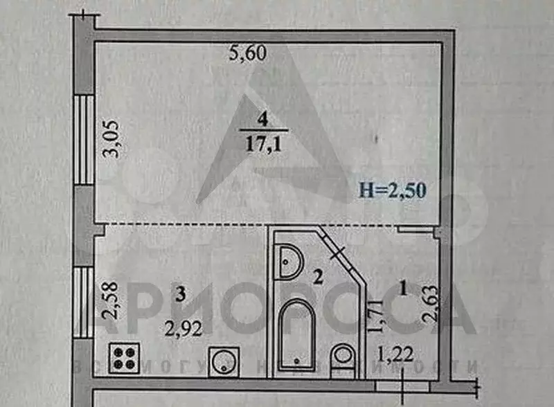 1-к. квартира, 31,3 м, 5/5 эт. - Фото 0