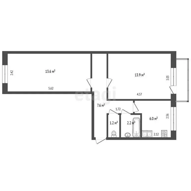 2-комнатная квартира: Омск, 24-я Северная улица, 214 (45.3 м) - Фото 0