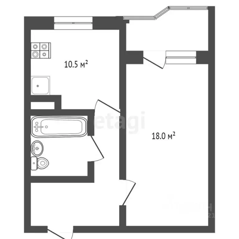 1-к кв. Костромская область, Кострома Южная ул., 34 (35.4 м) - Фото 1