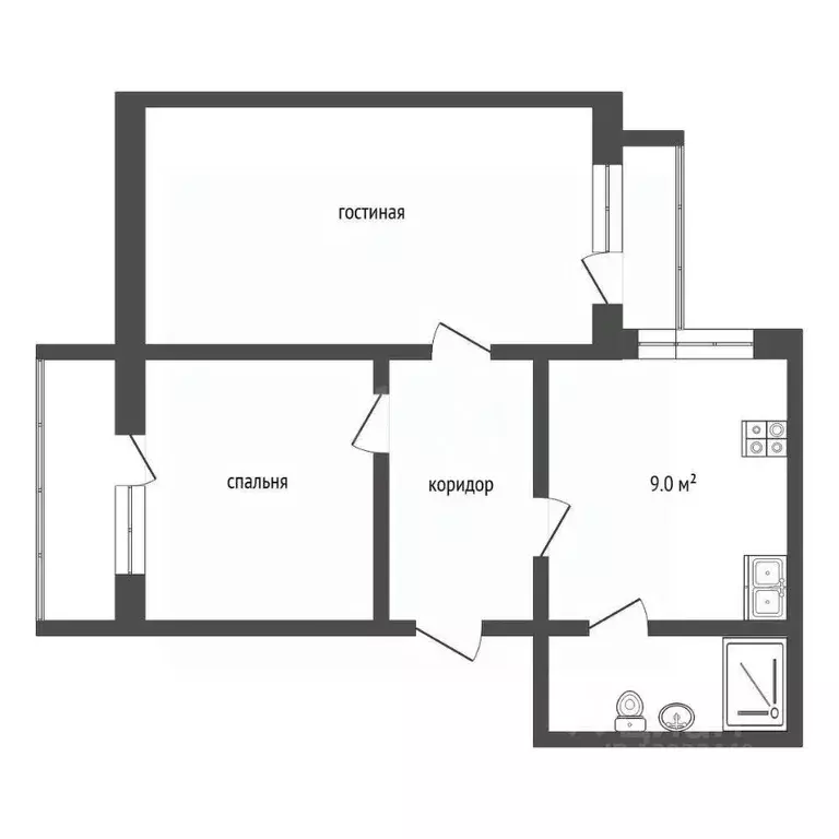 2-к кв. Тюменская область, Тюмень ул. 50 лет Октября, 62а (52.8 м) - Фото 2
