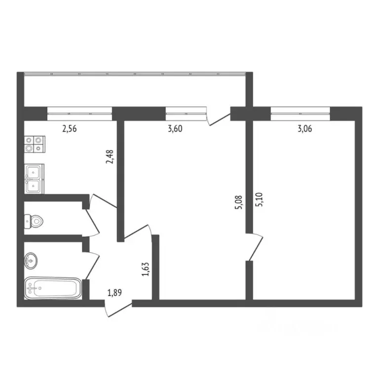 2-к кв. Тюменская область, Тюмень Ямская ул., 98Д (45.2 м) - Фото 2