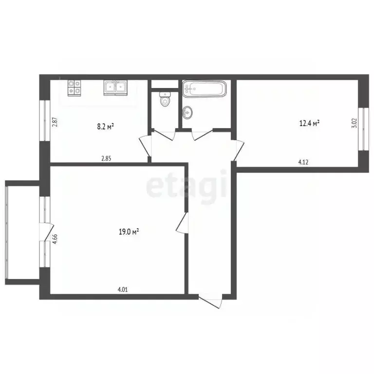 2-к кв. Челябинская область, Челябинск ул. Куйбышева, 88 (52.8 м) - Фото 2