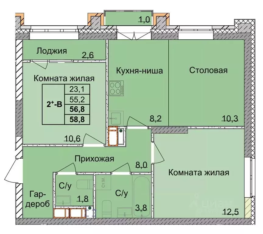2-к кв. Нижегородская область, Нижний Новгород 1-я Оранжерейная ул. ... - Фото 0