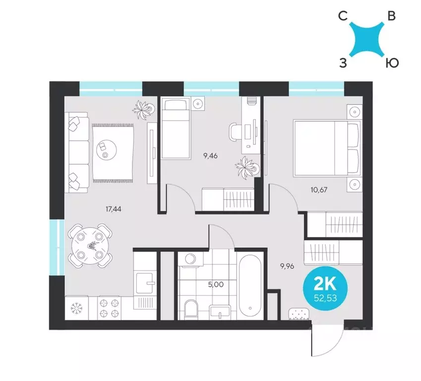 2-к кв. Свердловская область, Екатеринбург Академический мкр, 25-й ... - Фото 1
