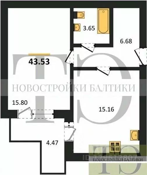 1-к кв. Калининградская область, Калининград ул. Героя России ... - Фото 0
