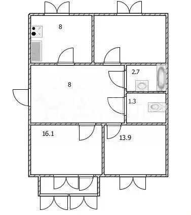 3-к. квартира, 60,4 м, 6/6 эт. - Фото 1