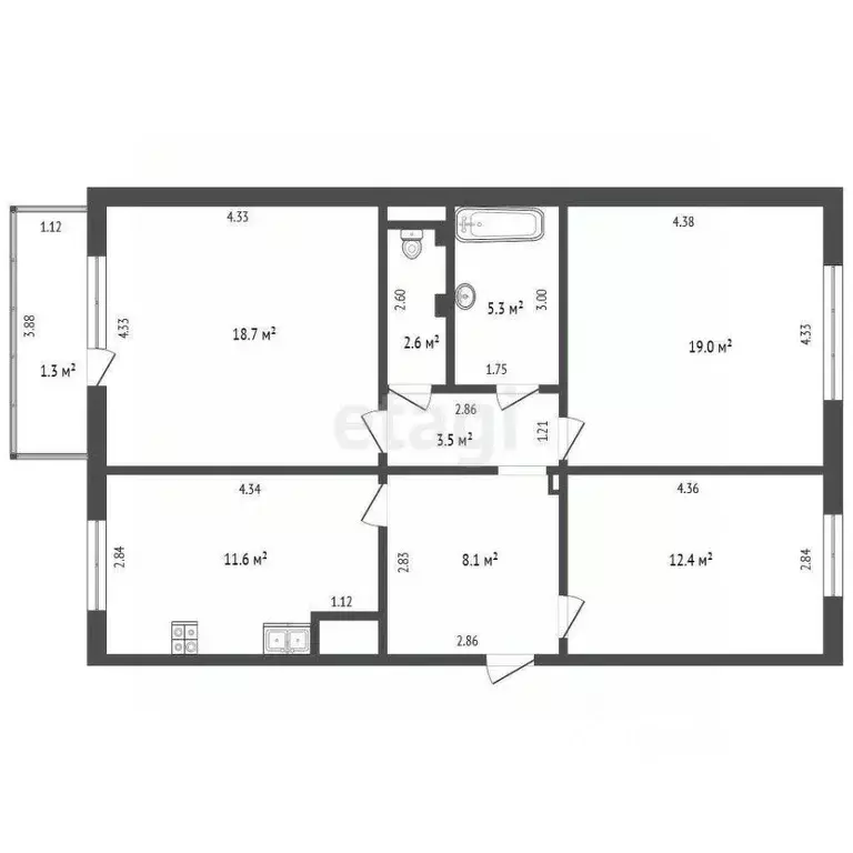 3-к кв. Калининградская область, Калининград Сельма мкр, ул. Виллима ... - Фото 2