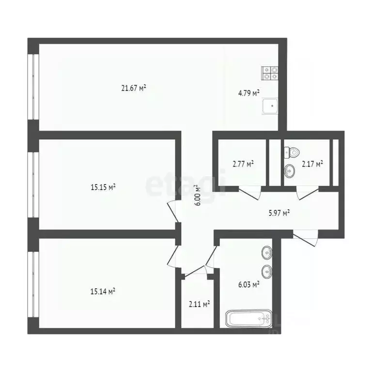 2-к кв. Тюменская область, Тюмень Причальная ул., 7 (81.8 м) - Фото 0