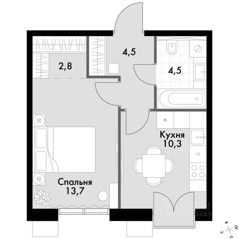 1-к кв. Приморский край, Владивосток Флагман жилой комплекс (35.8 м) - Фото 2