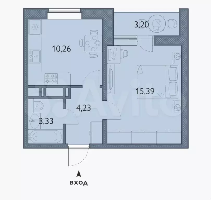 1-к. квартира, 34,8 м, 14/16 эт. - Фото 1