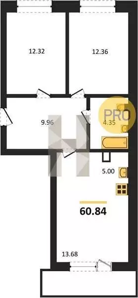 Продаётся 3-к квартира, 60.84 м - Фото 0
