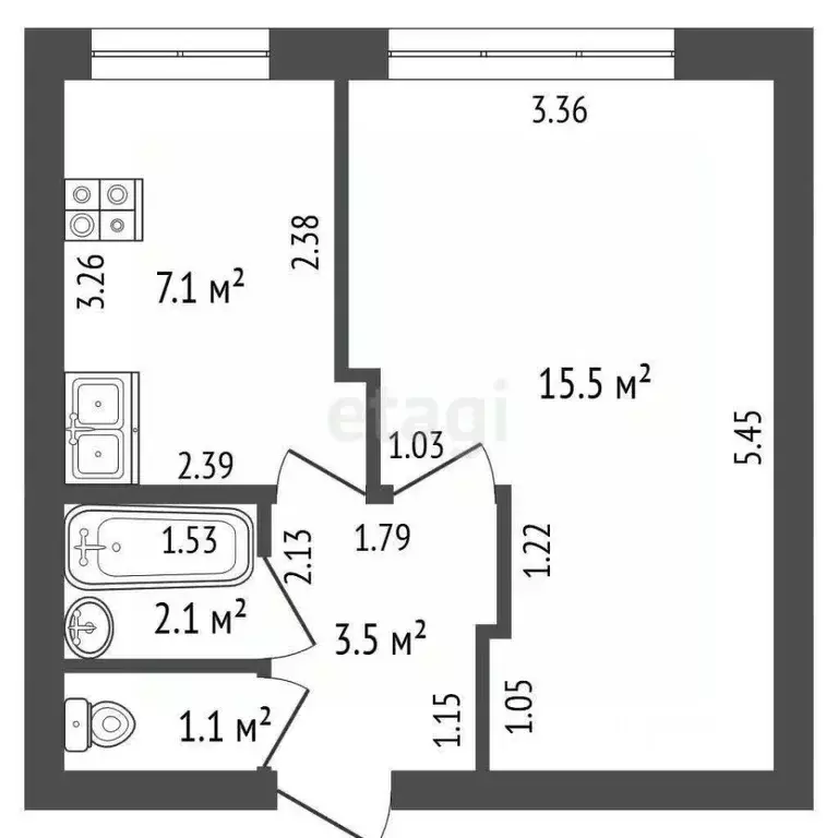 1-к кв. Калининградская область, Калининград ул. Подполковника ... - Фото 2