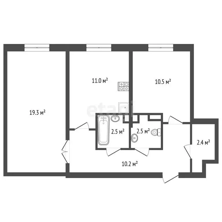 2-комнатная квартира: Мирное, улица Крымской Весны, 5к5 (59 м) - Фото 1