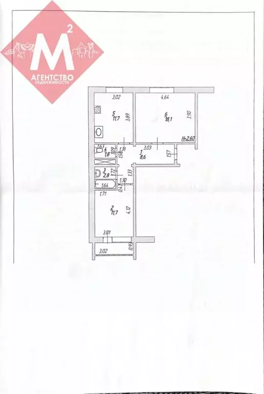 2-к кв. Ханты-Мансийский АО, Нягань 4-й мкр, 28 (54.7 м) - Фото 1