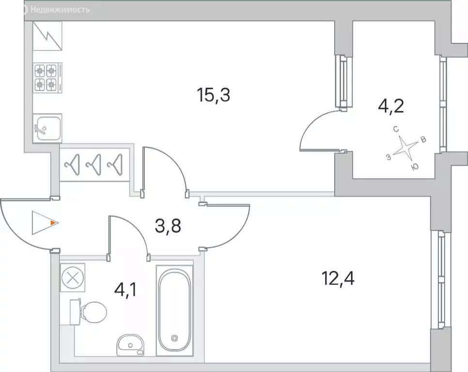 1-комнатная квартира: посёлок Шушары, улица Нины Петровой, 6к1 (37.7 ... - Фото 0