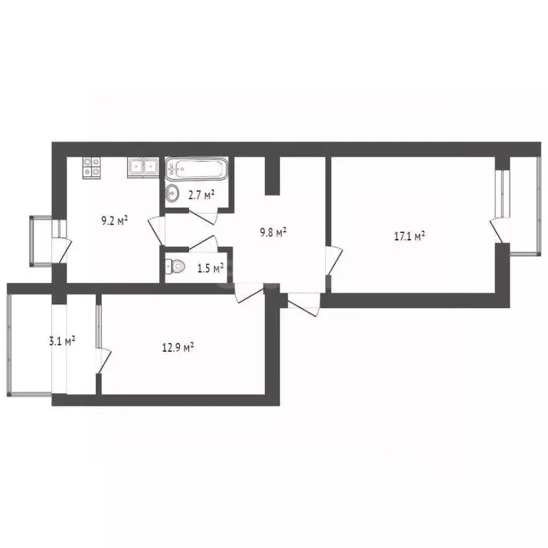 2-к кв. Севастополь ул. Курганная, 24 (52.0 м) - Фото 2