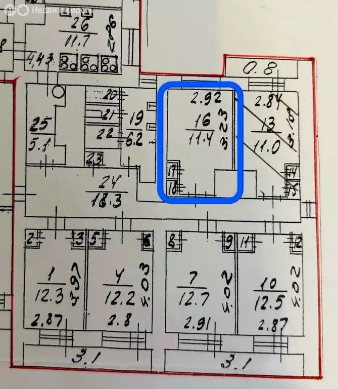 2к в 9-комнатной квартире ( м) - Фото 1